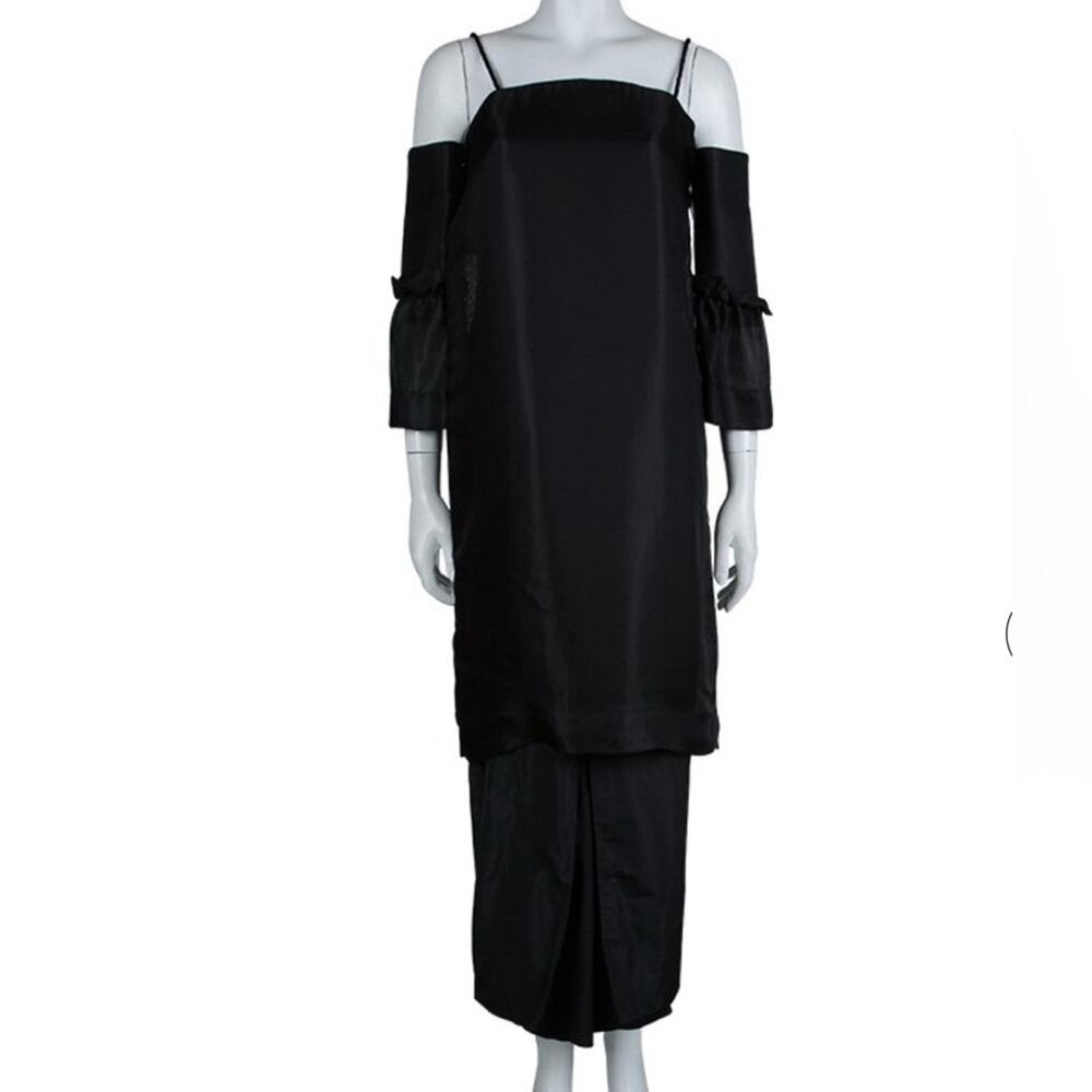 The Row SS14 Archive Runway Look Layered Midi Dress Black Silk Puff Sleeve US 2 - Picture 11 of 16